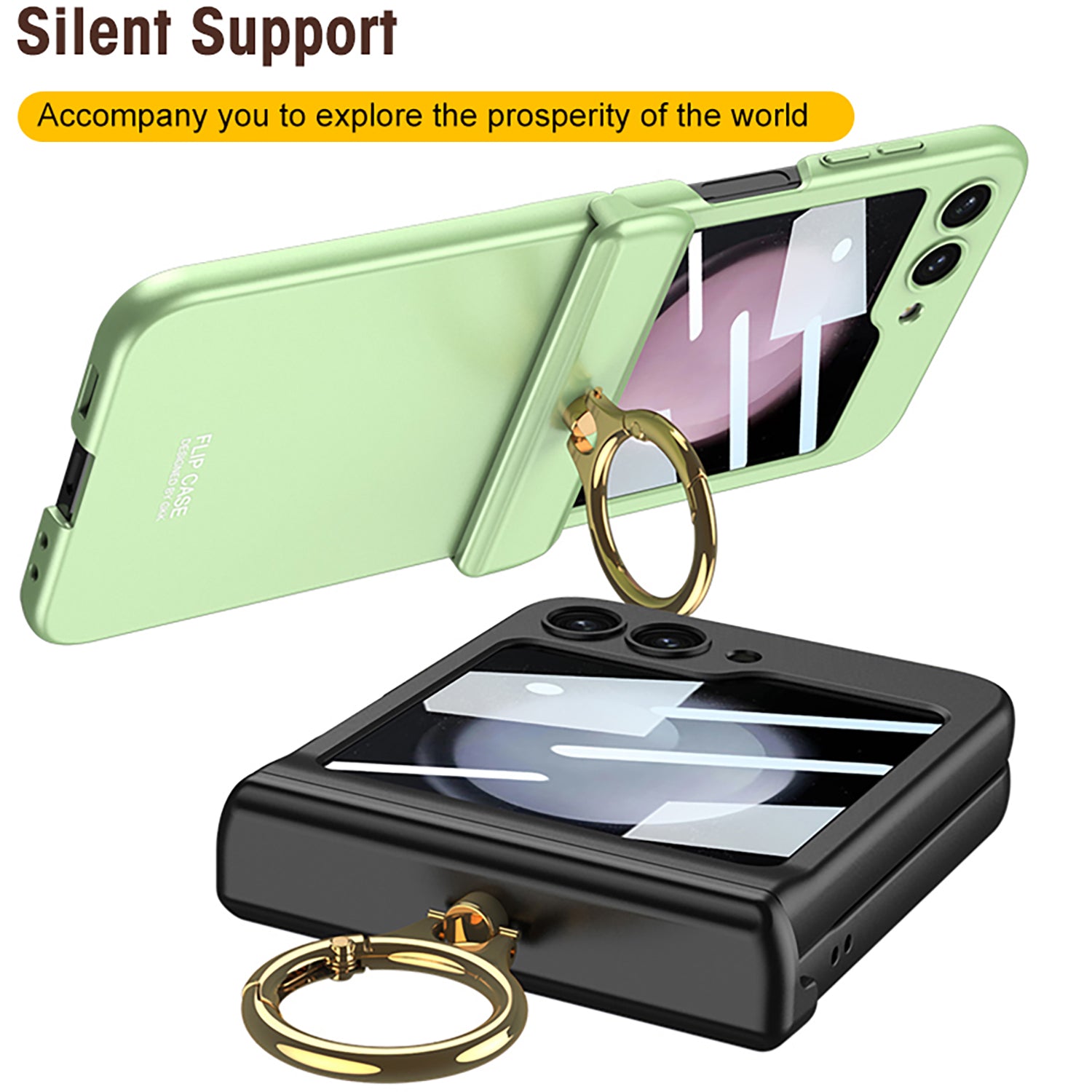 GKK For Samsung Galaxy Z Flip5 5G Magnetic Hinge Protection Phone Case Ring Kickstand PC Protective Cover with Small Screen Film GKK For Samsung Galaxy Z Flip5 5G Magnetic Hinge Protection Phone Case Ring Kickstand PC Protective Cover with Small Screen Film